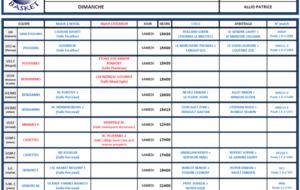 SAMEDI 30 NOVEMBRE et DIMANCHE 1er DÉCEMBRE 2019 - PLANNING DE SALLE