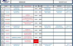 PLANNING SAMEDI 28 ET DIMANCHE 29 MARS 2020